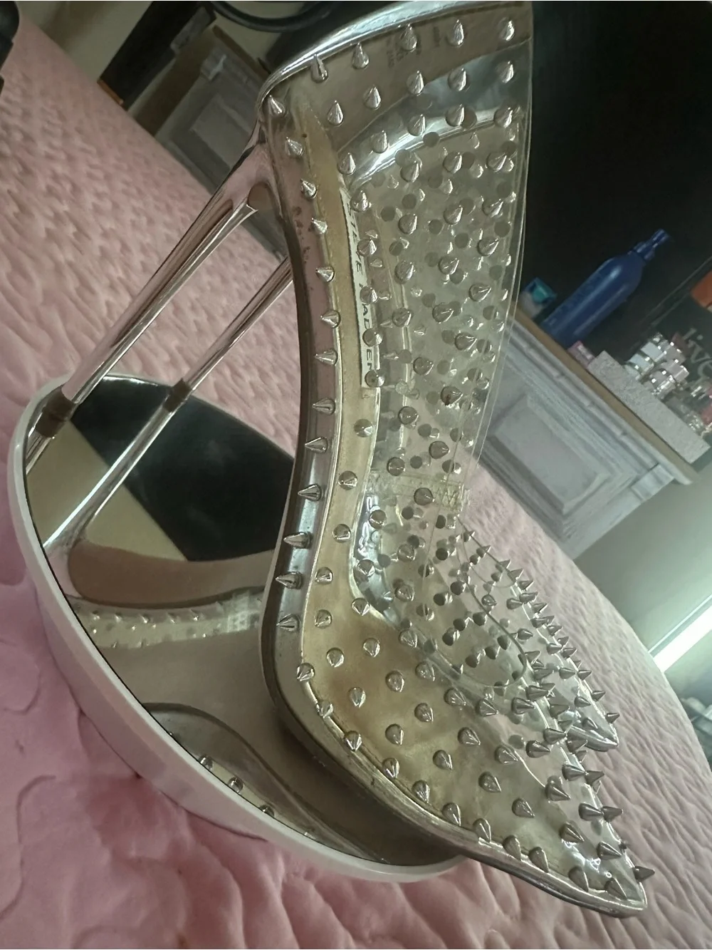 Steve Madden Clear PVC Pumps with Silver Spikes